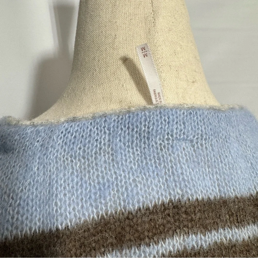 Free People • Kinsley Striped Cropped Cardigan Blue Brown M ASO Mariana Foster